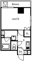 ビューテラス城山 5階1Kの間取り
