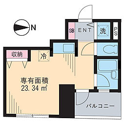クレッシェント西早稲田 2階ワンルームの間取り