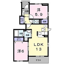 メゾンドプラリネ 2LDKの間取図画像