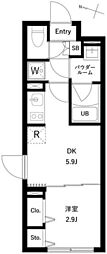 WHARF大井町West 1DKの間取図画像