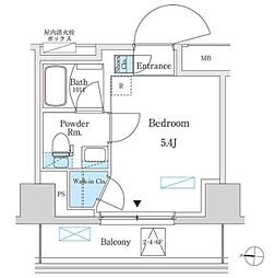 パークアクシス錦糸町スタイルズ 7階ワンルームの間取り
