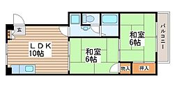 第三ハイツカトレア 2LDKの間取図画像