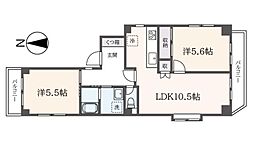 ジュネスミュー 2LDKの間取図画像