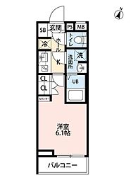 川崎市多摩区登戸マンション 1Kの間取図画像