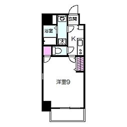 プレミエール西田辺 1Kの間取図画像