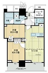 ザ・パークハウス晴海タワーズ クロノレジデンス 9階2LDKの間取り