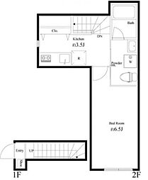 ヴィラ西六郷 1Kの間取図画像