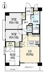 コスモ十条グランシティ 3LDKの間取図画像