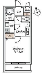 ドゥーエ四谷三丁目 5階1Kの間取り