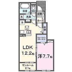 JR和歌山線 岩出駅 徒歩20分の賃貸アパート 1階1LDKの間取り