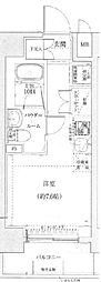 クラリッサ横浜アレッタ 3階ワンルームの間取り