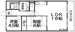 コーポ牧野 2LDKの間取図画像