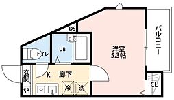 GRANBLUE王子 1階1Kの間取り