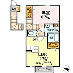カサグランデK 1LDKの間取図画像