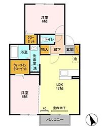 グランドール戸ケ崎 2LDKの間取図画像