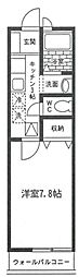 ルミエールM 1階1Kの間取り