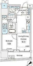 ミレアコート銀座プレミア 7階1LDKの間取り