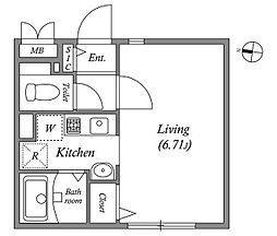 MODULOR池上 1Kの間取図画像