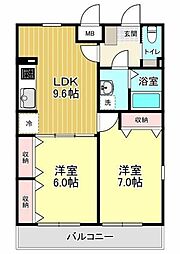 カーサ武蔵野フォレスト 2LDKの間取図画像