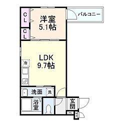 JR片町線(学研都市線) 津田駅 徒歩8分の賃貸アパート 3階1LDKの間取り