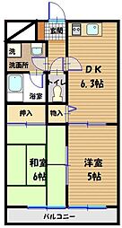 シティハイムイグサIII 3階2DKの間取り