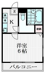 ビーカーサ横浜入江 2階1Kの間取り