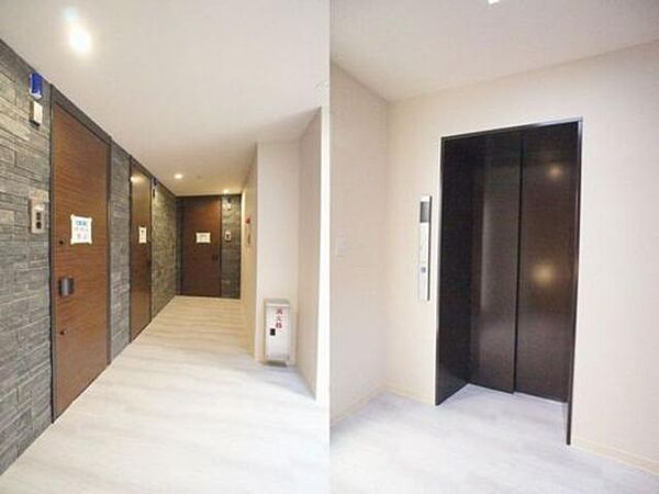画像15:冷暖房完備の共用部とエレベーター