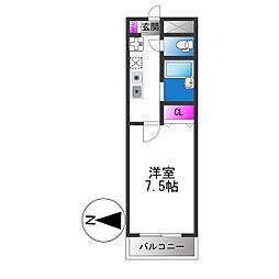 プリヴェ1号館 1Kの間取図画像