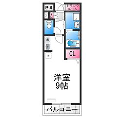 アンソレイエ 3階ワンルームの間取り