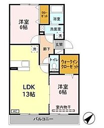 ソレイユB 2LDKの間取図画像