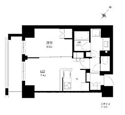 プライマル勝どき 10階1LDKの間取り