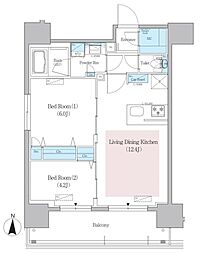 アーバネックス蔵前レジデンス 2LDKの間取図画像