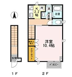 アークグレイス 1Kの間取図画像