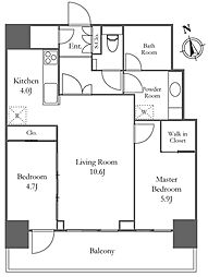 リエトコートアルクスタワー 13階2LDKの間取り
