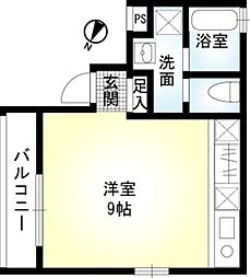 リシェス橋本 3階ワンルームの間取り