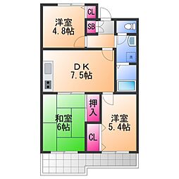 ソシア加茂 3DKの間取図画像