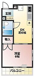 西武新宿線 新井薬師前駅 徒歩4分の賃貸マンション 2階1DKの間取り