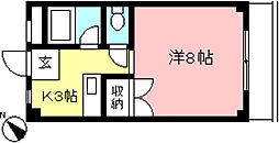 プリムラハイツ 1Kの間取図画像