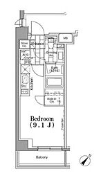 ワンルーフフラット月島 2階ワンルームの間取り