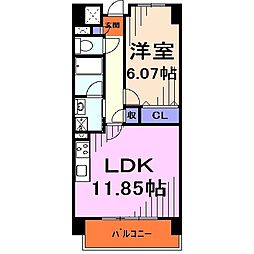 プリモパッソ川口 5階1LDKの間取り