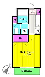 アビス 3階1Kの間取り