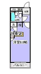 ローズガーデン32番館 ワンルームの間取図画像