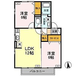 シャンドフルールA 2LDKの間取図画像