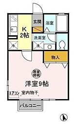 メゾン・ド・ルミエール Ｃ 1階1Kの間取り