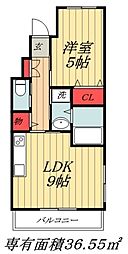 東京メトロ東西線 行徳駅 徒歩10分の賃貸マンション 2階1LDKの間取り