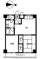 中島ICハイツ 2DKの間取図画像