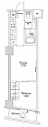 ザ・パークハビオSOHO市谷左内町 1DKの間取図画像