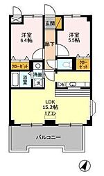 クレスタ妙典 4階2LDKの間取り