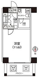 クイズ恵比寿 6階1Kの間取り