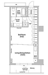 飯田橋ガーデン 1LDKの間取図画像